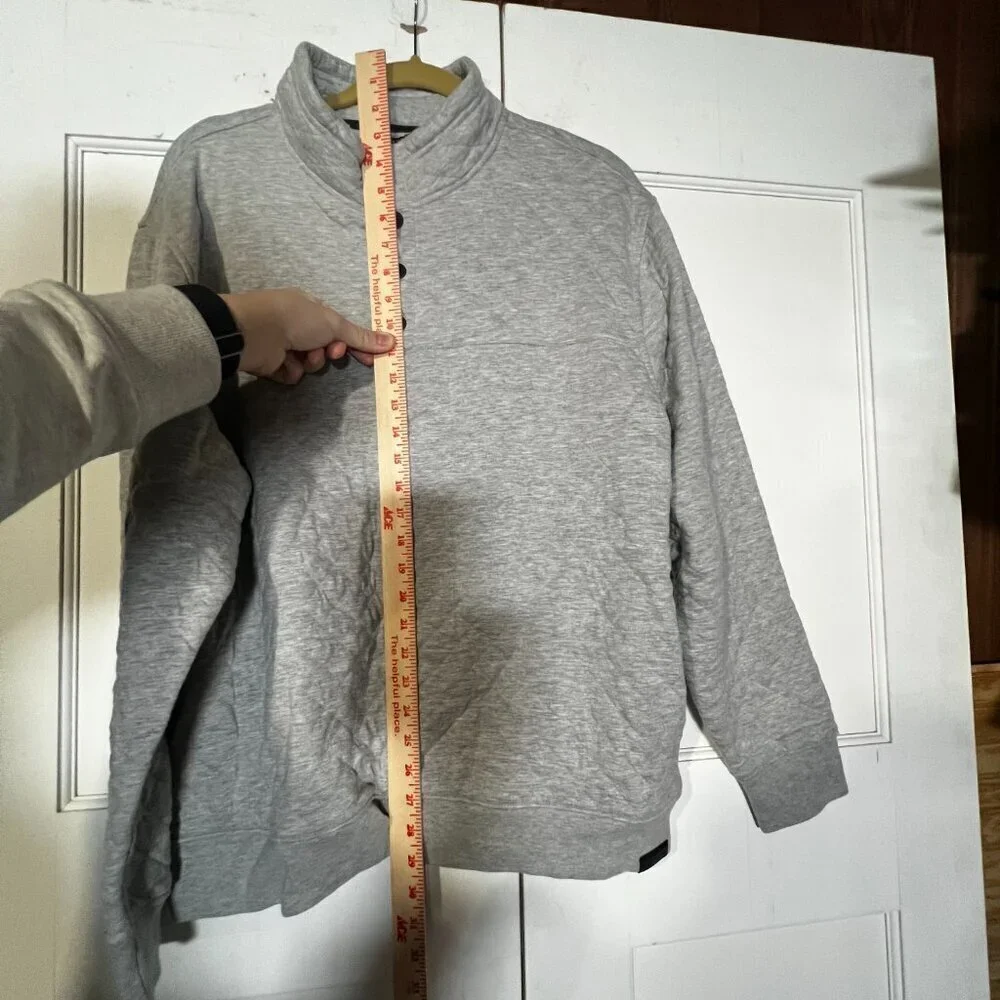 Kenneth Cole Quarter Zip Sweater Quilted Gray Button Size XL